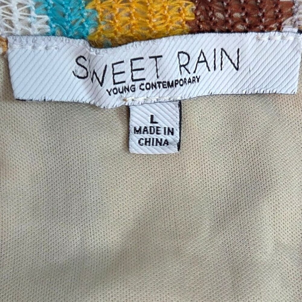 Sweet Rain Crochet Style Tie Neck Halter Top Multicolor Striped  Size Large NWT - Picture 6 of 8